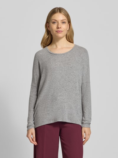 Soyaconcept Sweatshirt met geribde ronde hals, model 'Biara' Middengrijs gemêleerd - 4