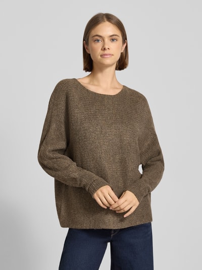 Only Regular Fit Strickpullover mit Fledermausärmel Modell 'DANIELLA' Mittelbraun Mel 4