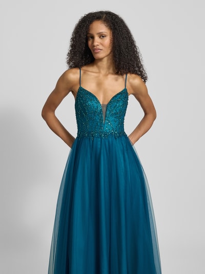 Jake*s Cocktail Abendkleid mit Ziersteinbesatz Petrol 3