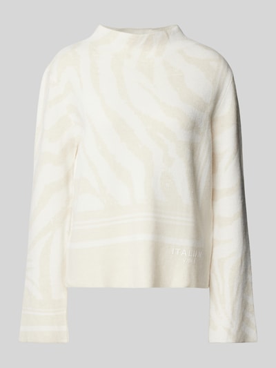 Monari Strickpullover mit Label-Print Offwhite 1