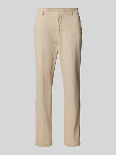 BOSS Tapered fit broek met riemlussen, model 'Genius' Beige - 1