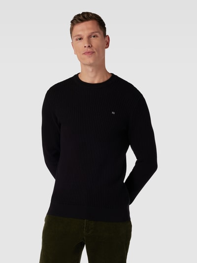 Christian Berg Men Strickpullover mit Strukturmuster Black 4