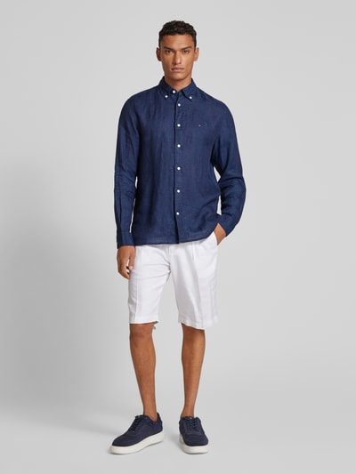 Tommy Hilfiger Regular Fit Freizeithemd aus Leinen Modell 'PIGMENT' Marine 1