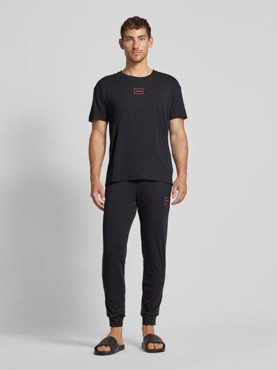 HUGO Slim fit sweatpants met labelpatch, model 'Laze' Zwart - 1