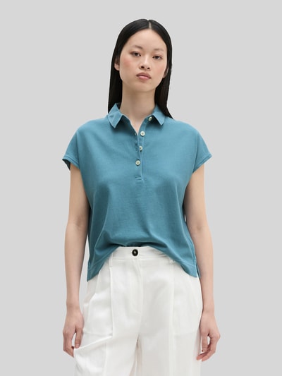 Marc O'Polo Loose Fit Poloshirt aus reiner Baumwolle Petrol 4