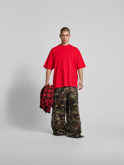 VETEMENTS Oversized T-Shirt mit Label-Stitching Rot 1