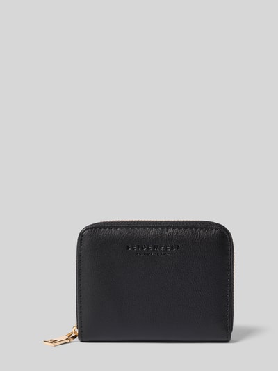 Seidenfelt Portemonnaie mit Label-Detail Modell 'YLVA' Black 1