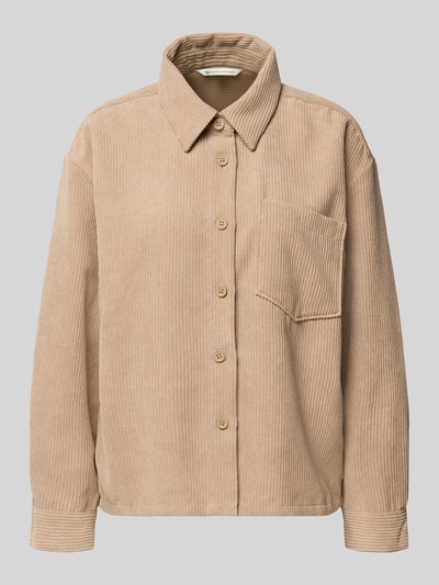 Tom Tailor Denim Boxy Fit Cord-Bluse mit Brusttasche Beige 2