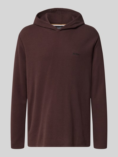 Produktfoto, Relaxed Fit Sweatshirt aus Baumwoll-Mix Modell 'Waffle LS' von BOSS in Dunkelbraun mit strukturierter Waffel-Textur, Herren Hoodie von BOSS