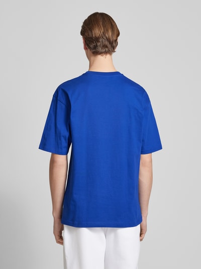 REVIEW T-shirt met labelstitching Koningsblauw - 5