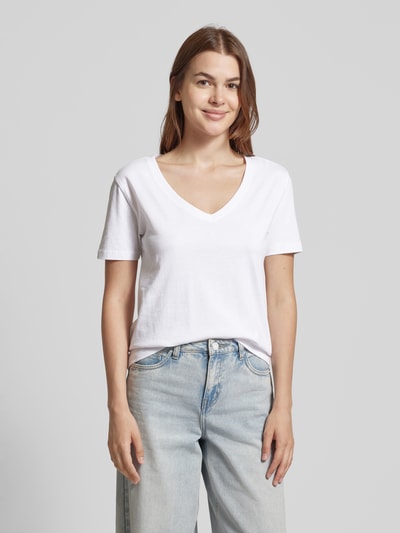 Mango T-Shirt mit V-Ausschnitt Modell 'CHALAPI' Weiss 4
