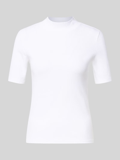 Scotch & Soda T-Shirt mit geripptem Stehkragen Weiss 2