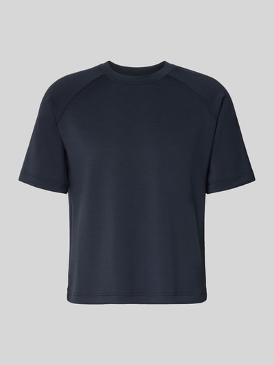 Produktfoto, Regular Fit Pyjama-Oberteil mit Raglanärmeln von Marc O'Polo in dunkelblau, Crew Neck, kurzarm, unifarbene Optik, Seitenschlitze