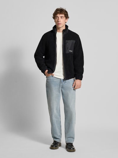 Jack & Jones Fleecejacke mit Stehkragen und Brusttasche Modell 'SOHO' BLACK 1