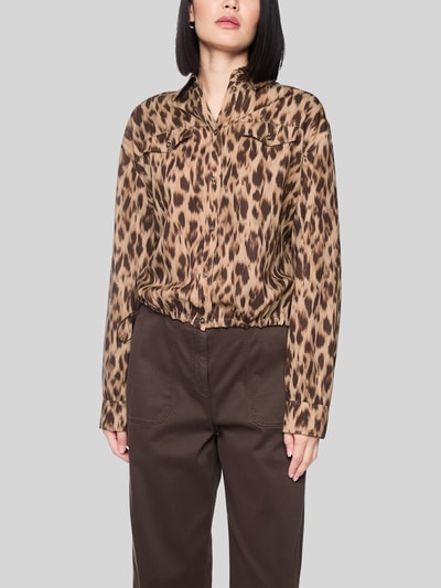 Marc Cain Overhemdblouse met elastische zoom Middenbruin - 4
