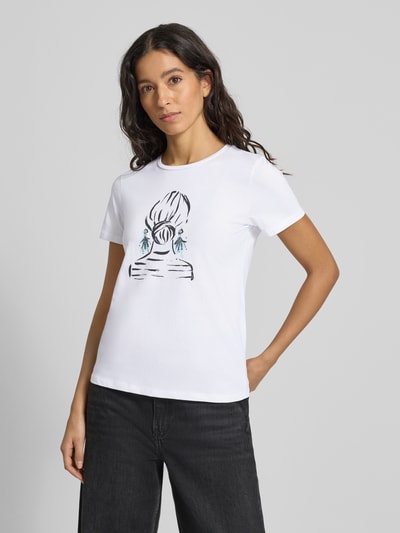 More & More T-shirt met motiefprint en ronde hals Wit - 4