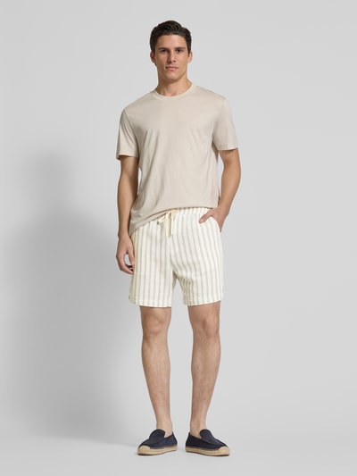 WOODBIRD Loose Fit Shorts mit Label-Detail Modell 'Bommy' Offwhite 1