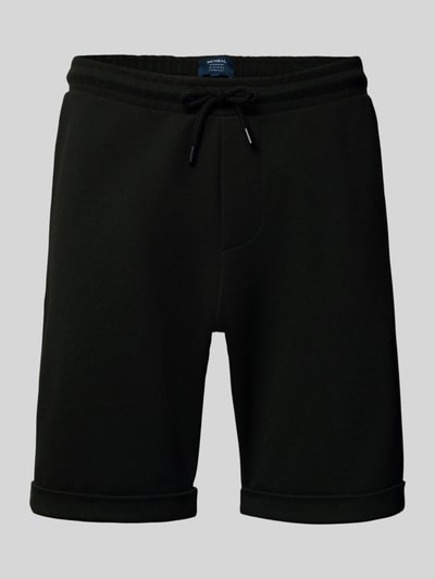 Produktfoto, Shorts mit elastischem Bund und Gesäßtasche von MCNEAL, schwarz, Regular Fit, Viskose-Mix, Tunnelzug, detailreiche Stoffstruktur.