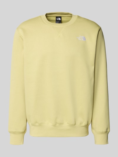 Produktfoto, Relaxed Fit Sweatshirt mit Label-Stitching Modell 'ESSENTIAL' von The North Face in Gelb, Baumwoll-Mix, elastische Abschlüsse