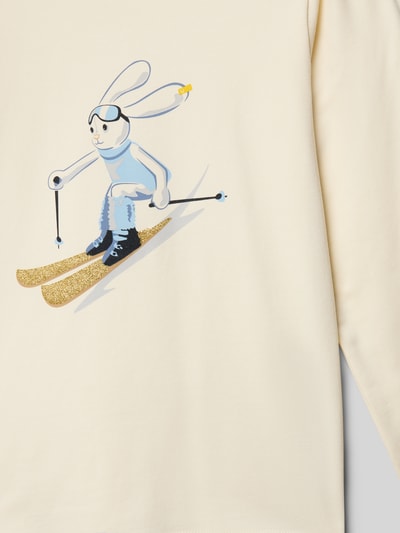 Steiff Langarmshirt mit Motiv-Print und Rundhalsausschnitt Ecru 2