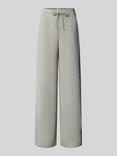 Produktfoto, Stoffhose mit Strukturmuster von Christian Berg Woman in Hellgrau, Relaxed-Fit, Tunnelzug, Eingrifftaschen, Vorderansicht.