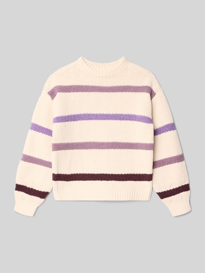 s.Oliver RED LABEL Sweter z dzianiny o luźnym kroju ze wzorem w paski Écru 1