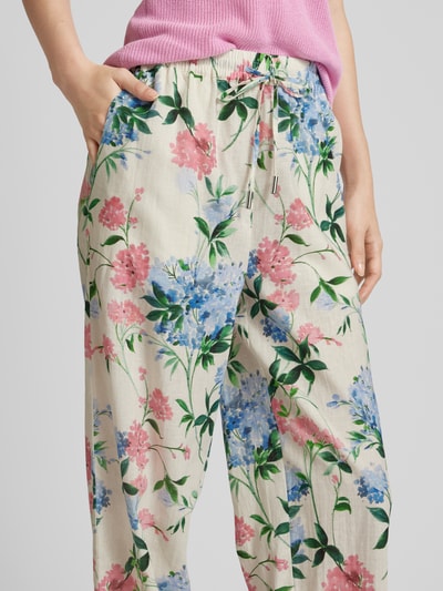 Rich & Royal Flared linnen broek met bloemenmotief Offwhite - 3