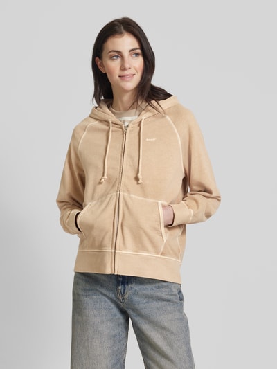 Gant Sweatjacke mit Label-Stitching Sand 4