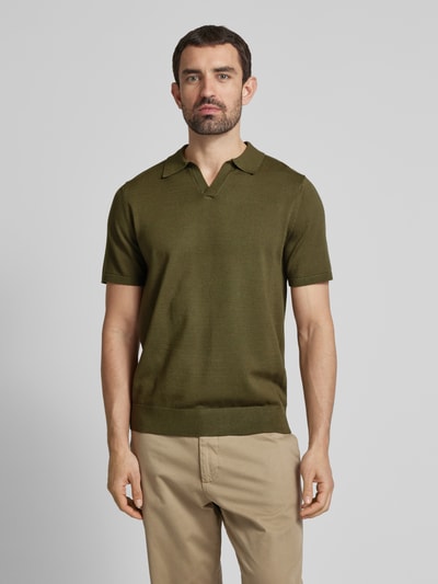 SELECTED HOMME Poloshirt met V-hals, model 'TELLER' Olijfgroen - 4