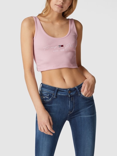 Tommy Jeans Korte top met geborduurd logo Roze - 4