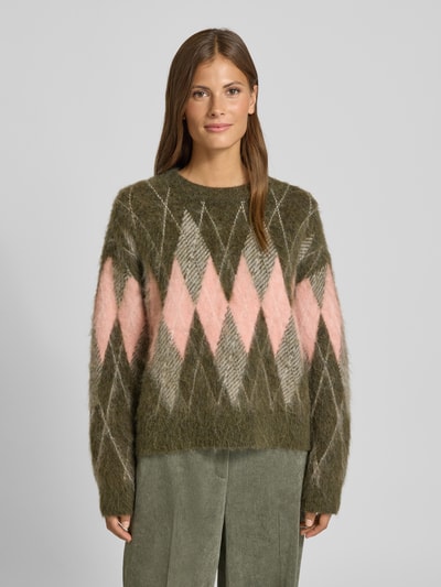 Marc O'Polo Denim Relaxed fit gebreide pullover van wolmix Olijfgroen - 4