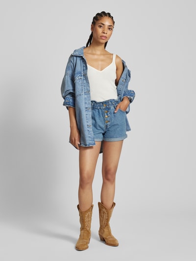 Only Regular Fit Paperbag-Shorts mit Knopfleiste Modell 'CUBA LIFE' Jeansblau 1