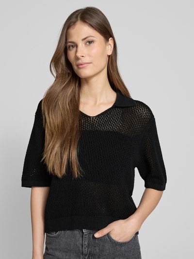 ECOALF Gebreide pullover met 1/2-mouwen, model 'ARGANALF' Zwart - 3