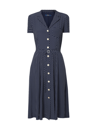 Polo Ralph Lauren Kleid mit Punktemuster und Knopfleiste  Marine 2