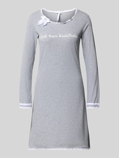 LOUIS & LOUISA Regular fit nachthemd met statementstitching, model 'Kuscheln' Middengrijs - 1