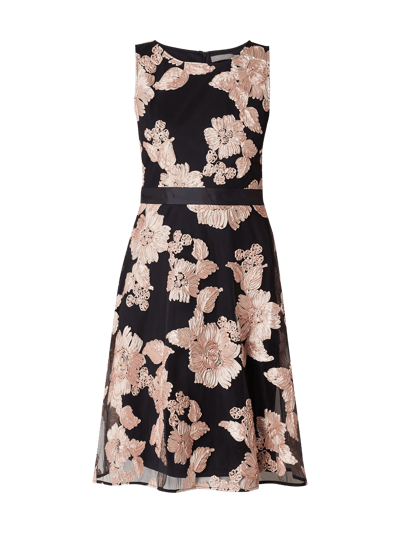 Christian Berg Cocktail Two-Tone-Cocktailkleid mit floralen Zierborten  Marine Melange 2