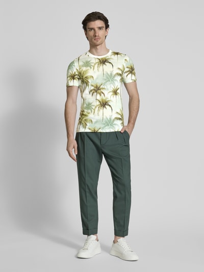 MCNEAL T-Shirt im Allover-Look mit Rundhalsausschnitt Hellgelb 1