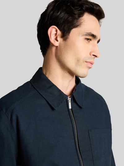 Tom Tailor Regular Fit Blouson aus Leinen-Baumwolle-Mix Marine 3