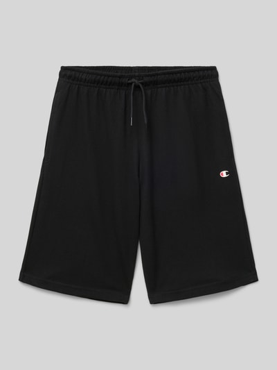 CHAMPION Szorty z dzianiny dresowej o kroju regular fit z nadrukiem z logo Czarny 1