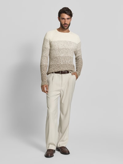 JOOP! Collection Sweter o kroju slim fit z efektem dzianiny model ‘Maximilio’ Beżowy 1