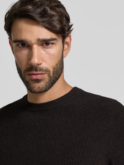 MCNEAL Gebreide pullover met ribboorden Chocoladebruin gemêleerd - 3