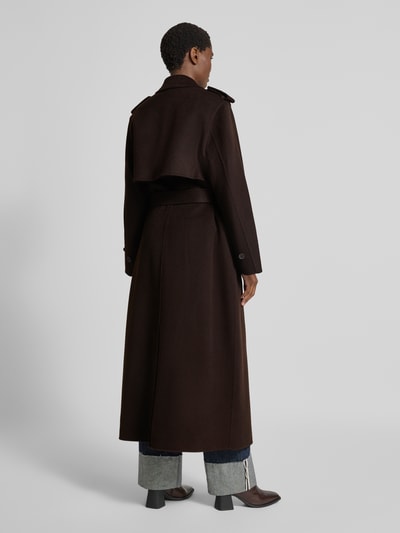 Ivy Oak Lange wollen jas van zuivere wol, model 'COLETTE' Donkerbruin - 5
