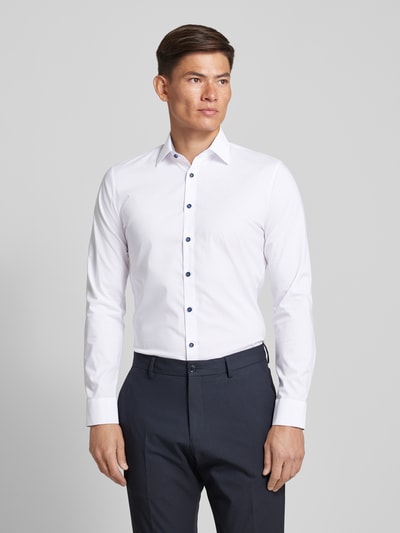 OLYMP No. Six Super slim fit zakelijk overhemd met knoopsluiting Wit - 4