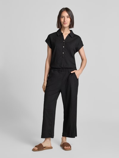 OPUS Jumpsuit mit Strukturmuster Modell 'Melti polo' BLACK 4