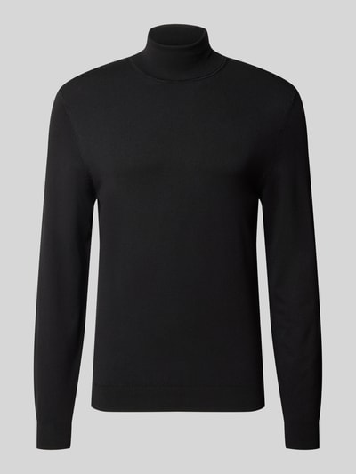 MCNEAL Slim Fit Rollkragenpullover aus Viskose-Mix mit Rippbündchen Black 1