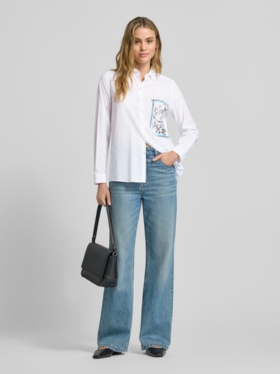 Milano Italy Bluzka koszulowa o kroju regular fit z listwą guzikową Biały 1