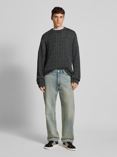 Carhartt Work In Progress Strickpullover mit Zopfmuster und Label-Stitching Black 1