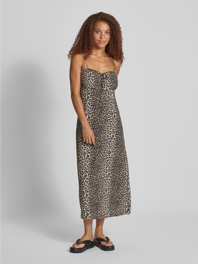 Only Soepele midi-jurk met all-over motief, model 'NOVA' Zand - 4