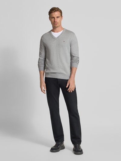 Tommy Hilfiger Regular fit pullover van een mix van katoen en kasjmier Lichtgrijs gemêleerd - 1