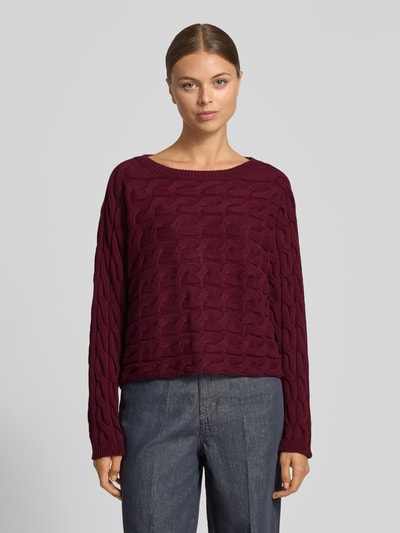 Oui Regular fit pullover in gebreide look Bordeaux - 4
